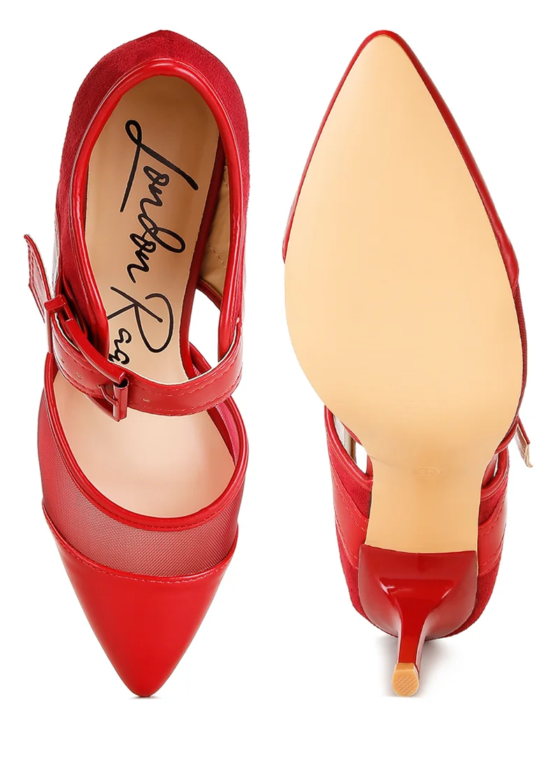 London Rag Burgundy Buckle Detail Pump Sandals