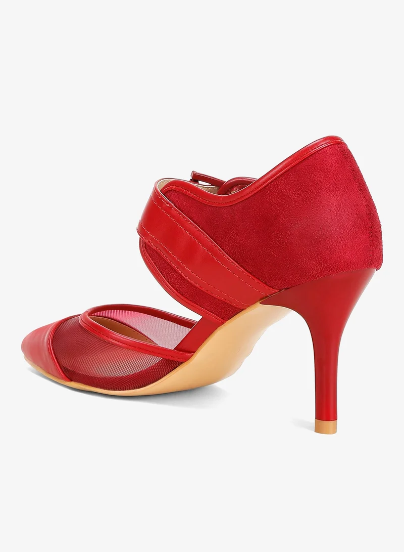London Rag Burgundy Burgundy Buckle Detail Pump Sandals for Women | Best Price UAE