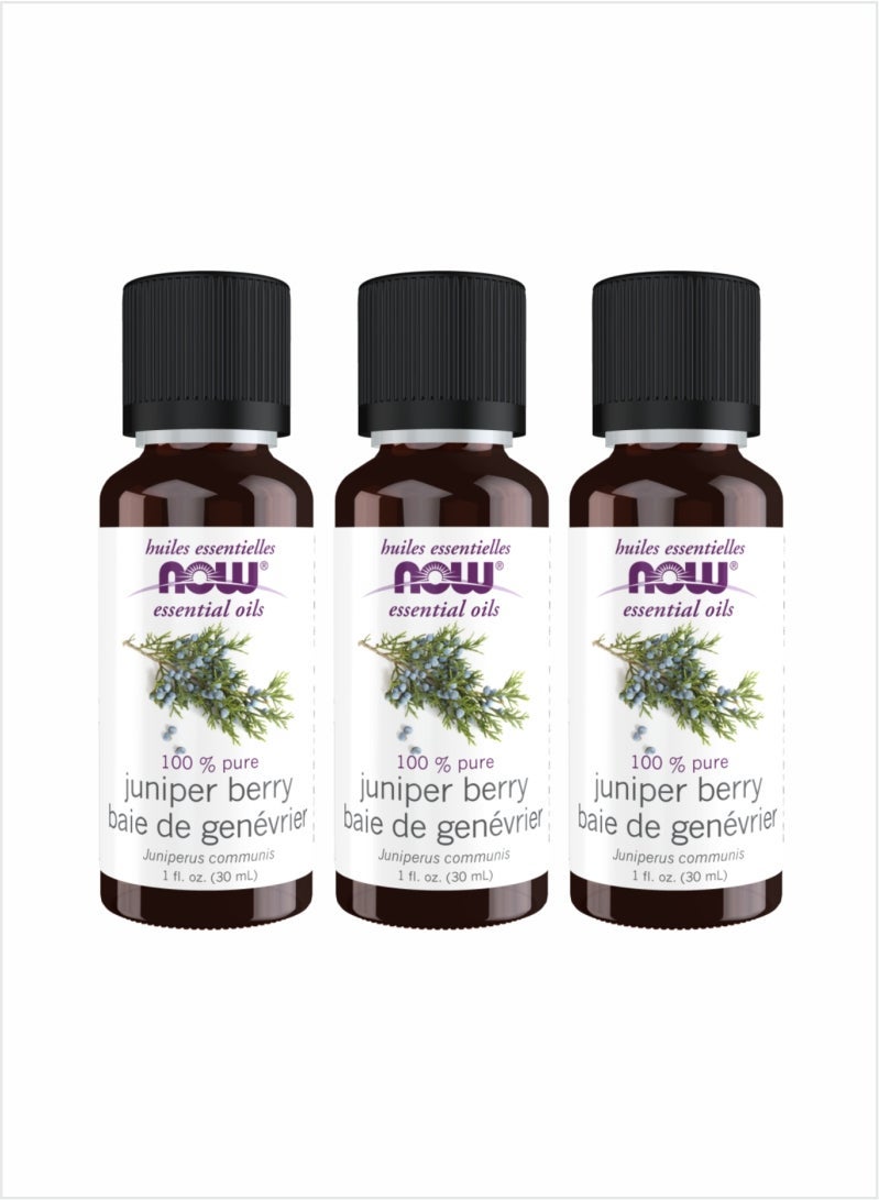 NOW Juniper Berry Essential Oil - Pure Uplifting Aromatherapy, 30ml (Pack of 3)