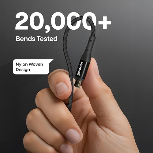 Geonix eForce C03 3A Type-C Fast Charging Cable, 1.2m Braided USB-C Data & Charging for Android Smartphones, Tablets, Laptops – Quick Charge & High-Speed Sync (Black) - Image 3