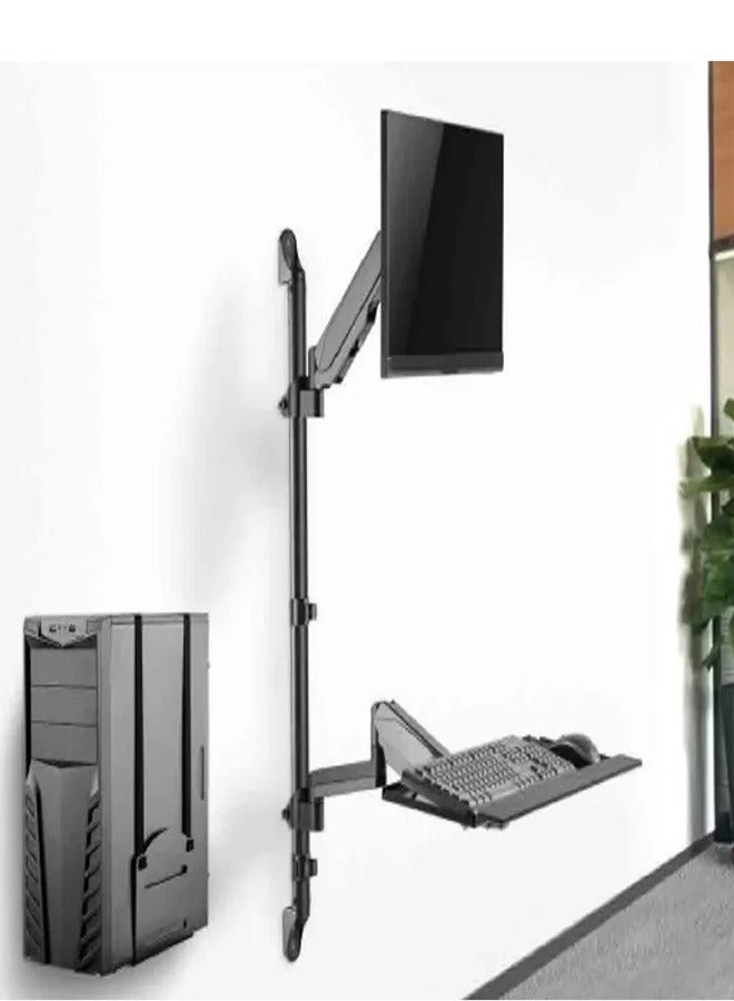 Skill Tech SH WWS04 01 Single Screen Pole-Held Computer Wall Mount with CPU Holder for 17"-32" Screens, VESA 100x100, 8kg Load Capacity – Black - Image 3