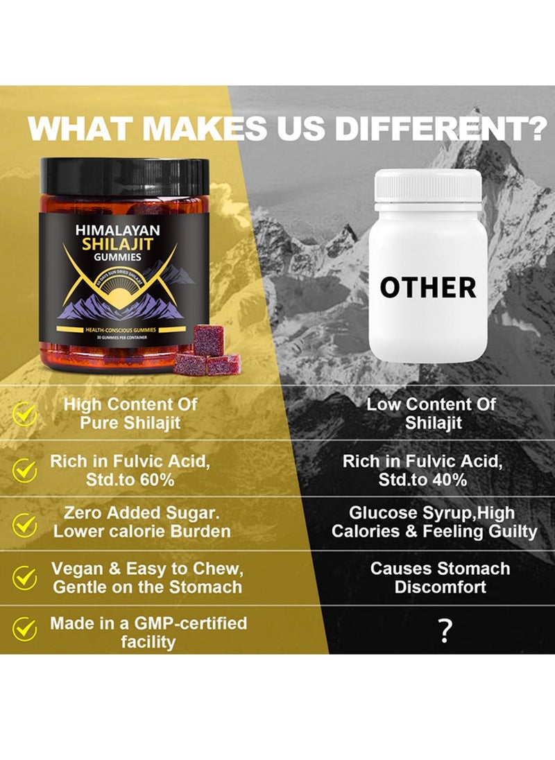 Organic SHILAJIT Gummies Zero Added Sugar Clean Formula Natural Rich in Fulvic Acid Helps Fight Fatigue and Stress Restore Positive Mood Maintain Immune Health 30 Gummies