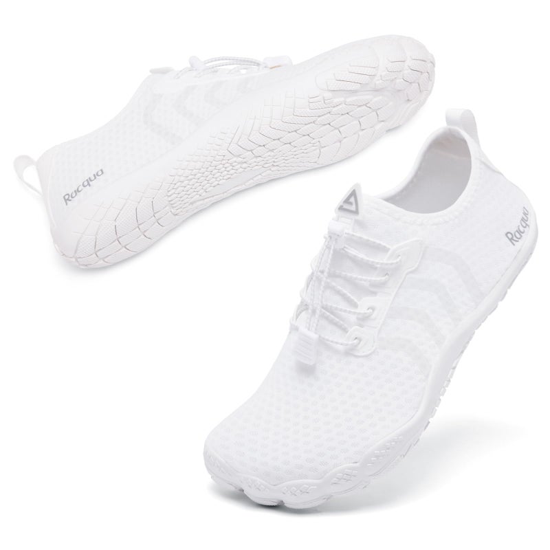 Racqua Mens Womens Beach Surfing Quick Dry Sport Lightweight Barefoot Fishing Diving Swim Pool Aqua Water Shoes White 8 W/7 M - Image 3