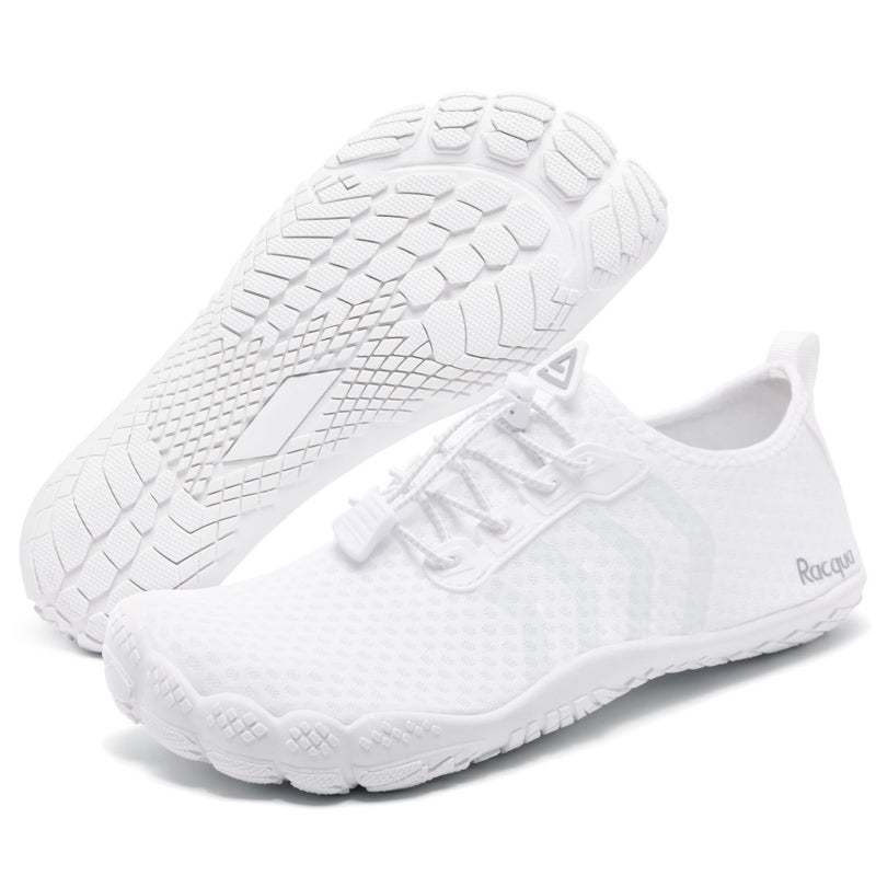 Racqua Mens Womens Beach Surfing Quick Dry Sport Lightweight Barefoot Fishing Diving Swim Pool Aqua Water Shoes White 8 W/7 M - Image 1