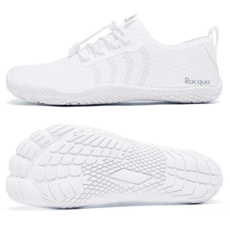 Racqua Mens Womens Beach Surfing Quick Dry Sport Lightweight Barefoot Fishing Diving Swim Pool Aqua Water Shoes White 8 W/7 M - Image 4
