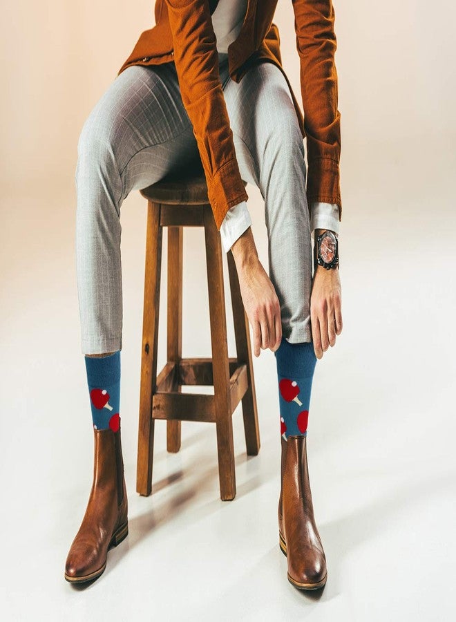 Real Sic Fun Socks for Men and Women - Cozy Cotton Dress Socks with Colorful Designs - Cool, Casual, Wacky Patterned (Ping-pong) - Image 4