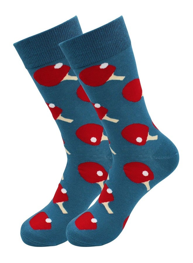 Real Sic Fun Socks for Men and Women - Cozy Cotton Dress Socks with Colorful Designs - Cool, Casual, Wacky Patterned (Ping-pong) - Image 1