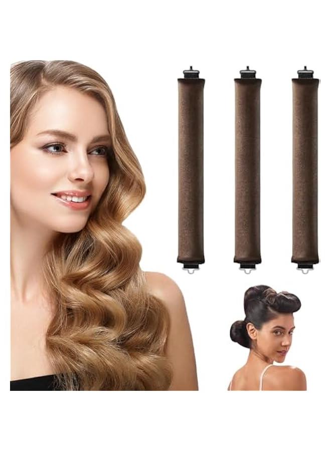 Beauenty No Heat Curling Rod,Velvet Rods with Hook for Blowout Curls,Heat Curlers with Scarf,Overnight Hair Curling Set for All Hair Types,Brown (brown, Large) - Image 1