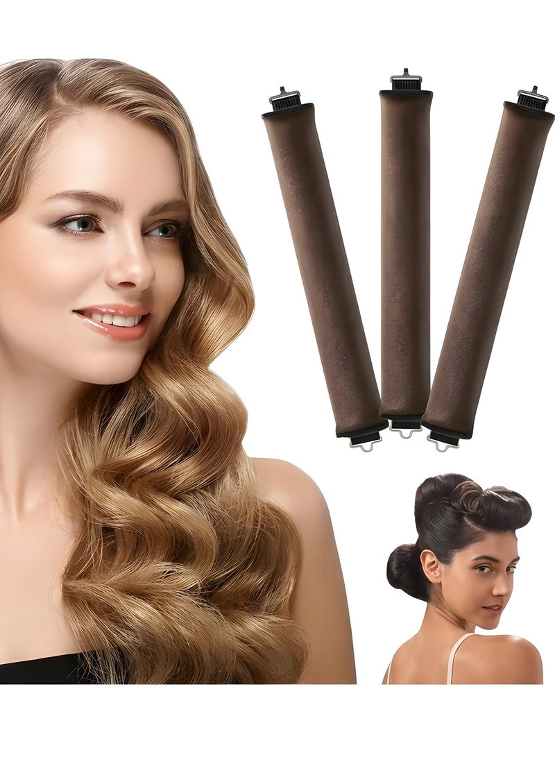 Beauenty No Heat Curling Rod,Velvet Rods with Hook for Blowout Curls,Heat Curlers with Scarf,Overnight Hair Curling Set for All Hair Types,Brown (brown, Large) - Image 1