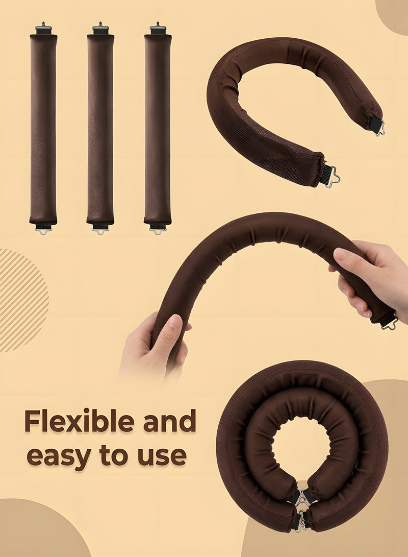 Beauenty No Heat Curling Rod,Velvet Rods with Hook for Blowout Curls,Heat Curlers with Scarf,Overnight Hair Curling Set for All Hair Types,Brown (brown, Large) - Image 3