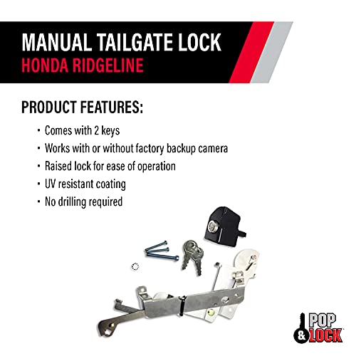 Pop & Lock PL6100 Black Manual Tailgate Lock for Honda Ridgeline (Works with/Without Factory Backup Camera) - Image 2