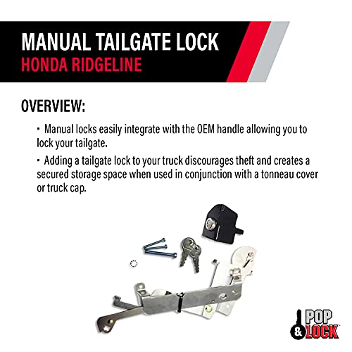 Pop & Lock PL6100 Black Manual Tailgate Lock for Honda Ridgeline (Works with/Without Factory Backup Camera) - Image 3