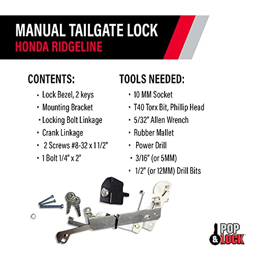 Pop & Lock PL6100 Black Manual Tailgate Lock for Honda Ridgeline (Works with/Without Factory Backup Camera) - Image 4