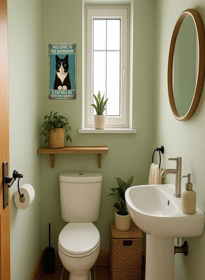 CrazySign Funny Cat Bathroom Sign for Cat Lovers - "A Cat Will Be With You Shortly" Vintage Wall Art, Unique Gift 8x12 Inch (2907) - Image 5