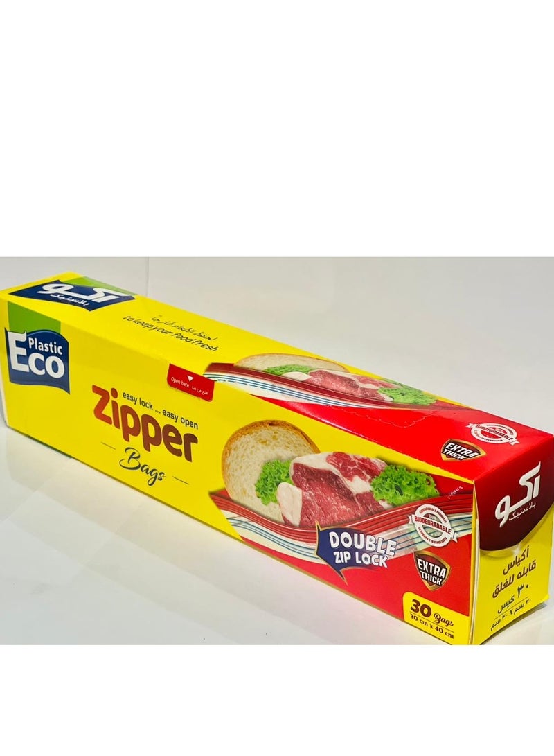 ECO Plastic 2 PACK OF ECO plastic Zipper Sandwich Bags 30 Bags  Size 30x40cm Double Zip Lock  Extra Thick  - Image 3