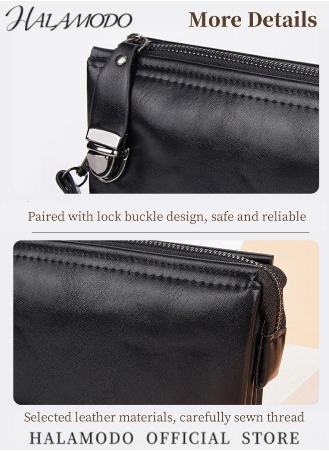 HALAMODO - Men's PU Purse Clutch Leather Wallets Bank Credit Holder Card Driver License Holder MultiSlot Clutch Fashion Card Case for Gentlemen - Image 1