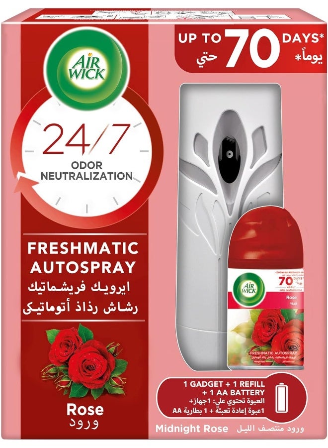 Air Wick جهاز رش الهواء أوتوماتيكي من إير ويك برائحة الورد وعبوة إعادة تعبئة واحدة - Image 1