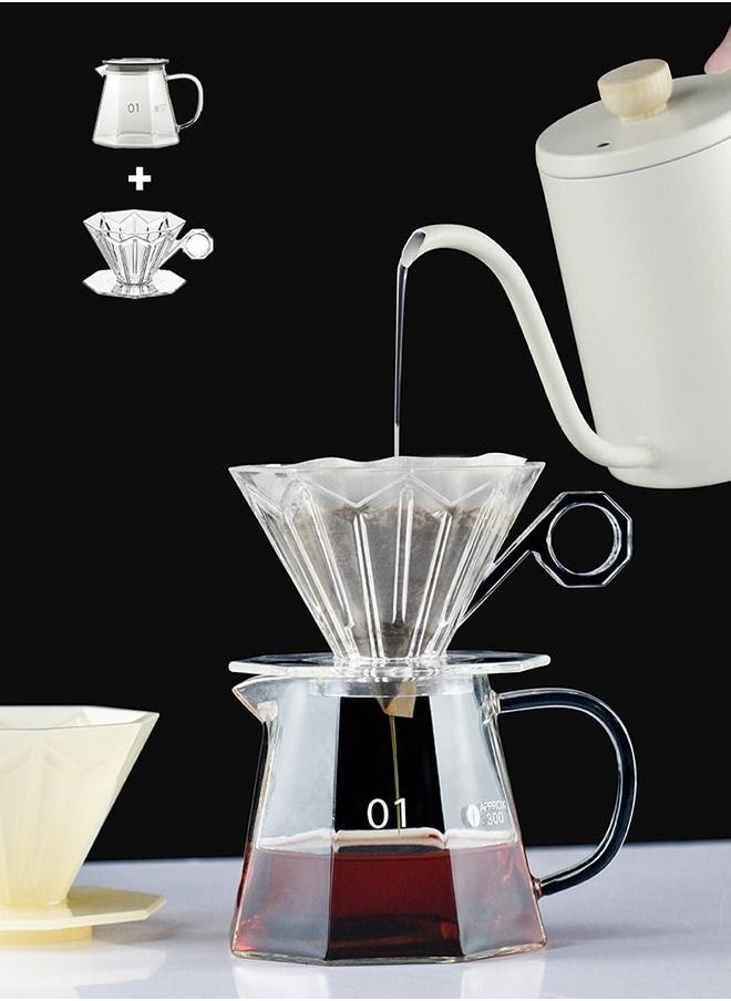 V60 Octagon Coffee Pot 450ML And Octagon Filter Cup Set Pack Of 2