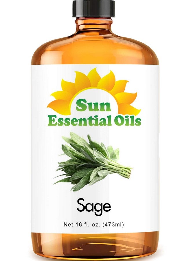 Sun Essential Oils - Sage Essential Oil 16oz for Aromatherapy, Diffuser, Skin Care, Relieves Pain - Image 1