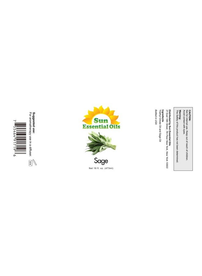 Sun Essential Oils - Sage Essential Oil 16oz for Aromatherapy, Diffuser, Skin Care, Relieves Pain - Image 2
