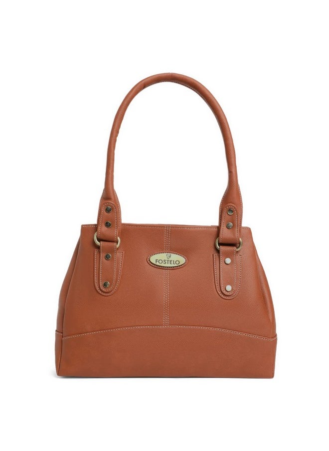 Fostelo Fostelo Women's Vegan Leather Birdie Handbags Shoulder Hobo Bag Ladies Purse (Tan) (Large)  - Image 1