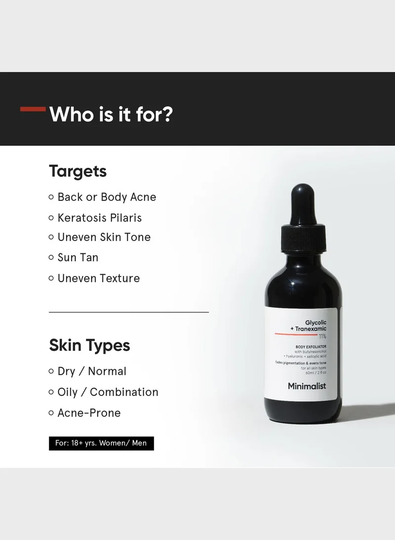 Minimalist Skincare Glycolic + Tranexamic 11% Body Exfoliator