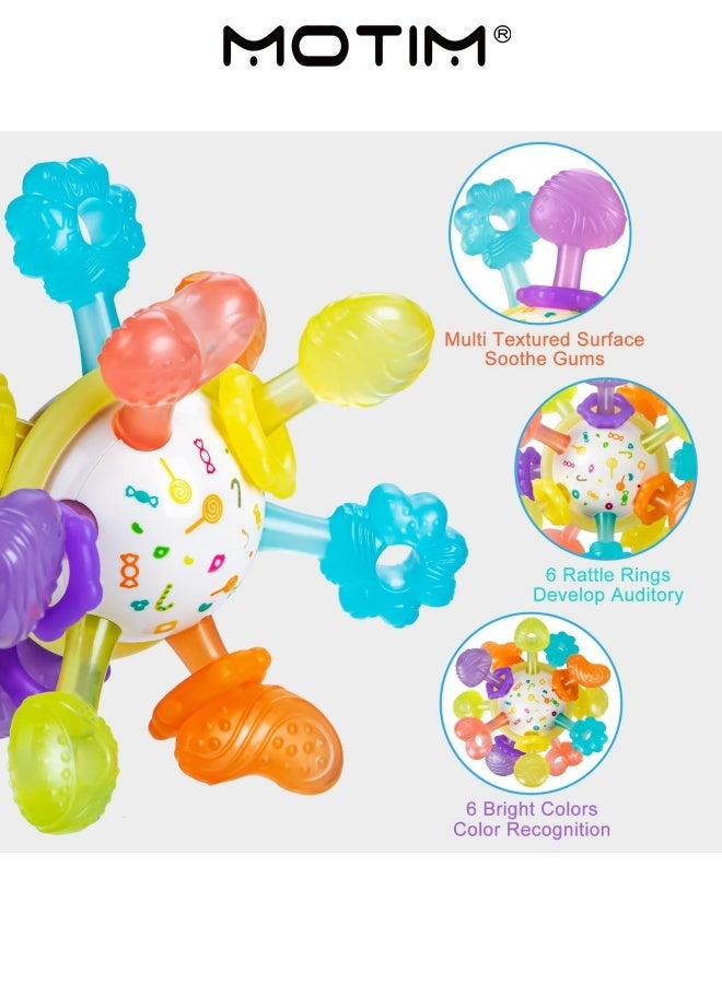 موتيم طفل سيليكون حشرجة الموت اليد الكرة التعليم المبكر هدايا عيد ميلاد حديثي الولادة ل 0-12 شهرا الأطفال الصبي فتاة الإمساك التدريب قضبان طحن الأسنان القابلة للمضغ - Image 3
