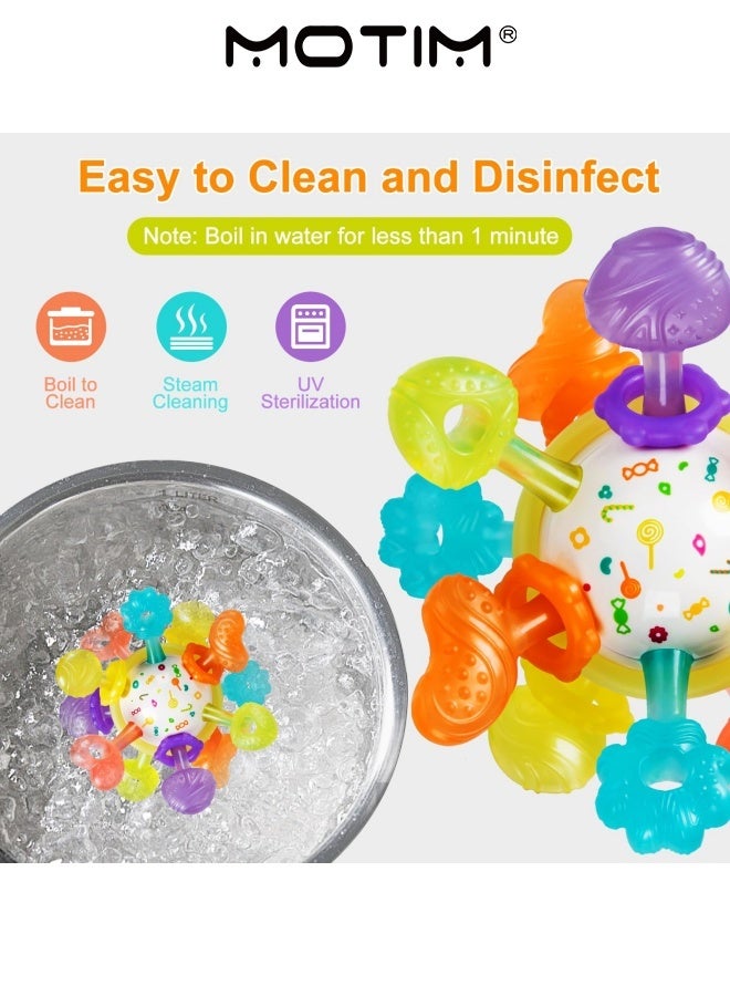 موتيم طفل سيليكون حشرجة الموت اليد الكرة التعليم المبكر هدايا عيد ميلاد حديثي الولادة ل 0-12 شهرا الأطفال الصبي فتاة الإمساك التدريب قضبان طحن الأسنان القابلة للمضغ - Image 5