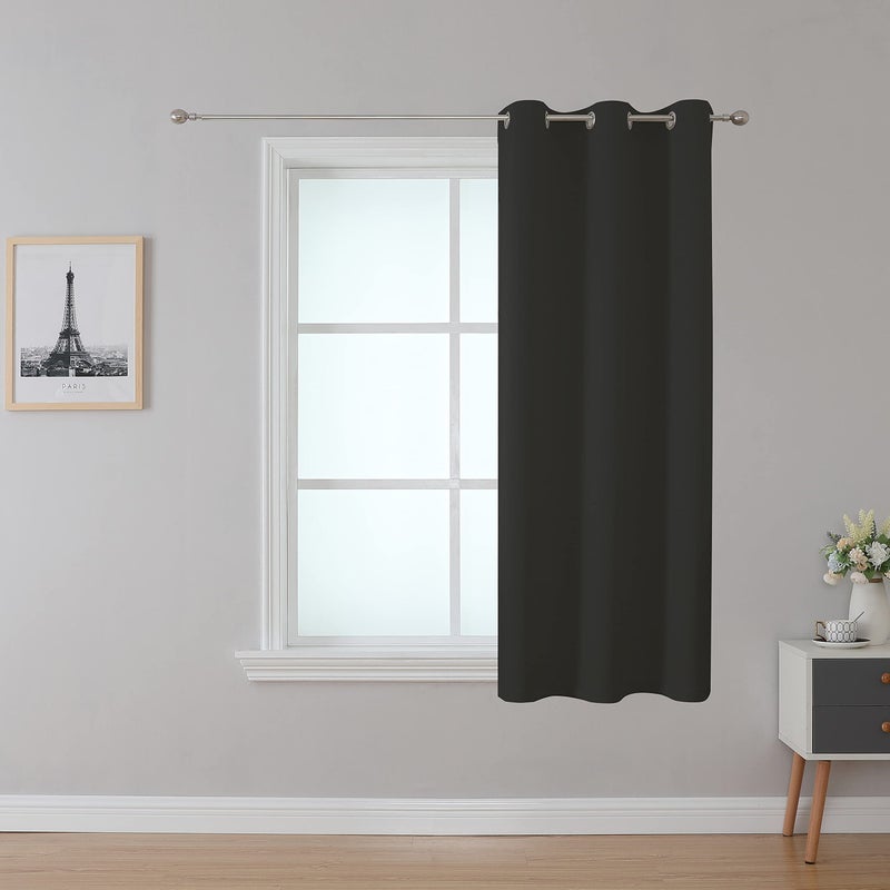 Upcortinassi Fire Retardant Curtain Flame Resistant Blackout Curtains Room Darkening for School Classroom Dorm Nursing Home Black 42 x 63 1 Panel