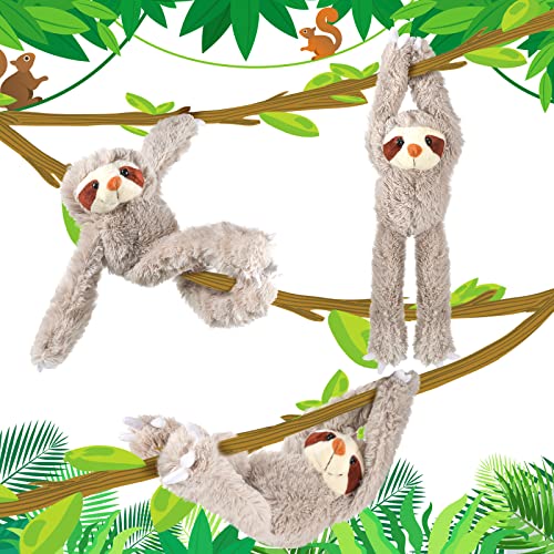 Yinder 3 Pcs Hanging Sloth Stuffed Animal 18 Inch Large Sloth Doll Plush Wild Three Toed Sloth Plush Soft Cute Sloth Gift with Hook and Loop Long Arm Leg for Huggable Birthday Party Favor Gift - Image 1