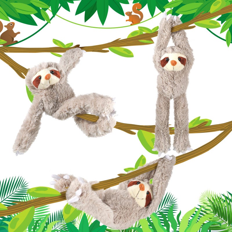Yinder 3 Pcs Hanging Sloth Stuffed Animal 18 Inch Large Sloth Doll Plush Wild Three Toed Sloth Plush Soft Cute Sloth Gift with Hook and Loop Long Arm Leg for Huggable Birthday Party Favor Gift - Image 3