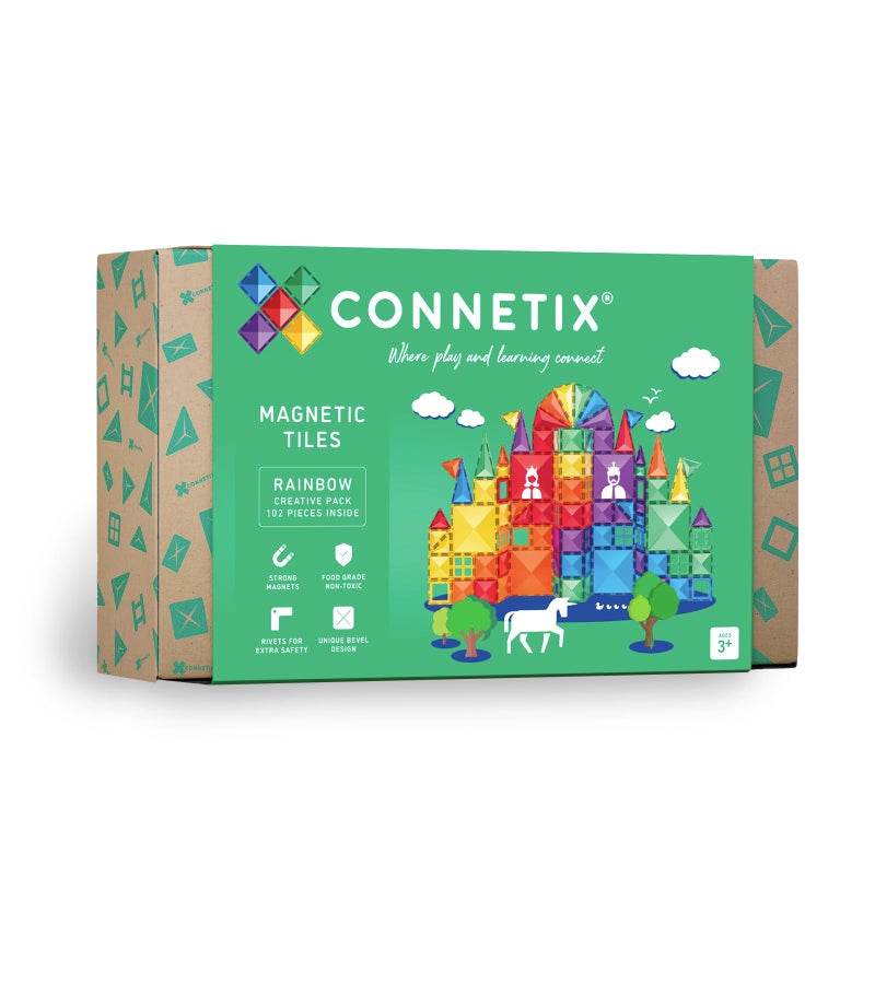 CONNETIX Magnetic Tiles Rainbow Creative Pack,102 Pieces - Image 1