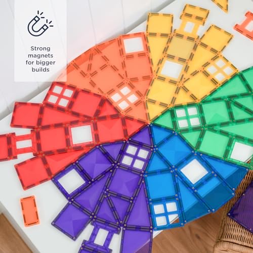 CONNETIX Magnetic Tiles Rainbow Creative Pack,102 Pieces - Image 2