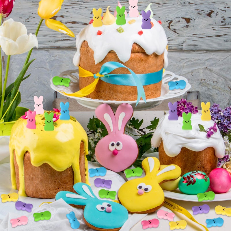 QIMGIC 60pcs Mini Easter Pastel Bunny Resin Decor, Mixed Colors Rabbit Resin Charms for Dollhouse Garden, Cute Bunny for Easter Egg Hunt Activity Spring Craft Supply Basket Landscape DIY Decoration - Image 4