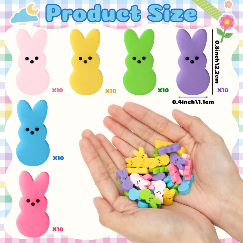 QIMGIC 60pcs Mini Easter Pastel Bunny Resin Decor, Mixed Colors Rabbit Resin Charms for Dollhouse Garden, Cute Bunny for Easter Egg Hunt Activity Spring Craft Supply Basket Landscape DIY Decoration - Image 2