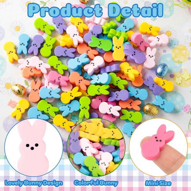 QIMGIC 60pcs Mini Easter Pastel Bunny Resin Decor, Mixed Colors Rabbit Resin Charms for Dollhouse Garden, Cute Bunny for Easter Egg Hunt Activity Spring Craft Supply Basket Landscape DIY Decoration - Image 3