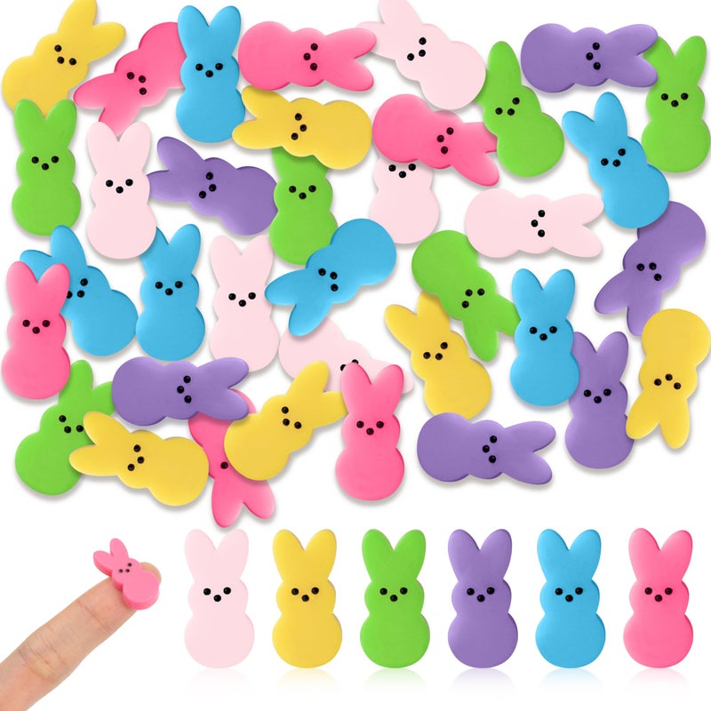 QIMGIC 60pcs Mini Easter Pastel Bunny Resin Decor, Mixed Colors Rabbit Resin Charms for Dollhouse Garden, Cute Bunny for Easter Egg Hunt Activity Spring Craft Supply Basket Landscape DIY Decoration - Image 1