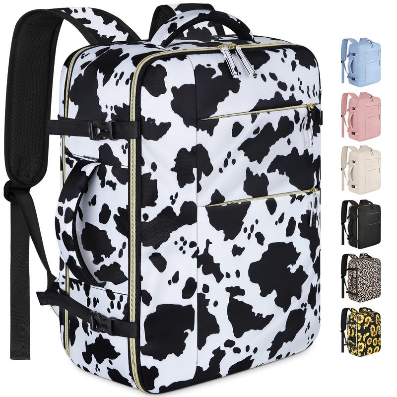 Capolo Travel Backpack for Women Men Waterproof Laptop Backpack Airlines Approved Carry On Backpack Bag Computer Bag for Business, Work, Traveling Fits 17 Inch Laptop(Cow Print) - Image 1