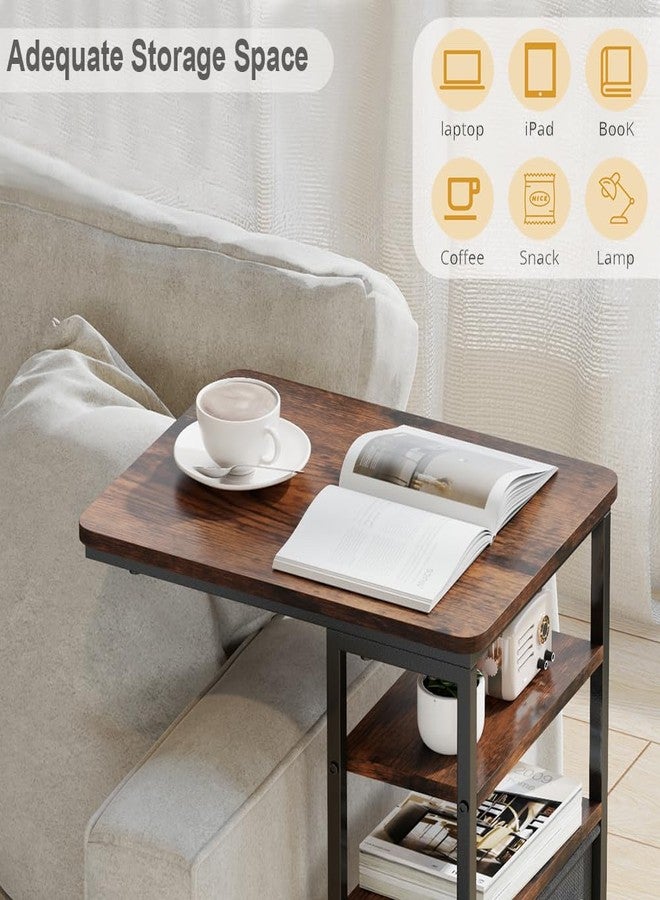 ZEXVIDA C Shaped End Table 28"(H) 3-Tier C Table with Storage Bag, Under Couch Table C-Shaped End Table with Storage Shelves and Bag for Living Room, Bedroom, or Office - Image 4
