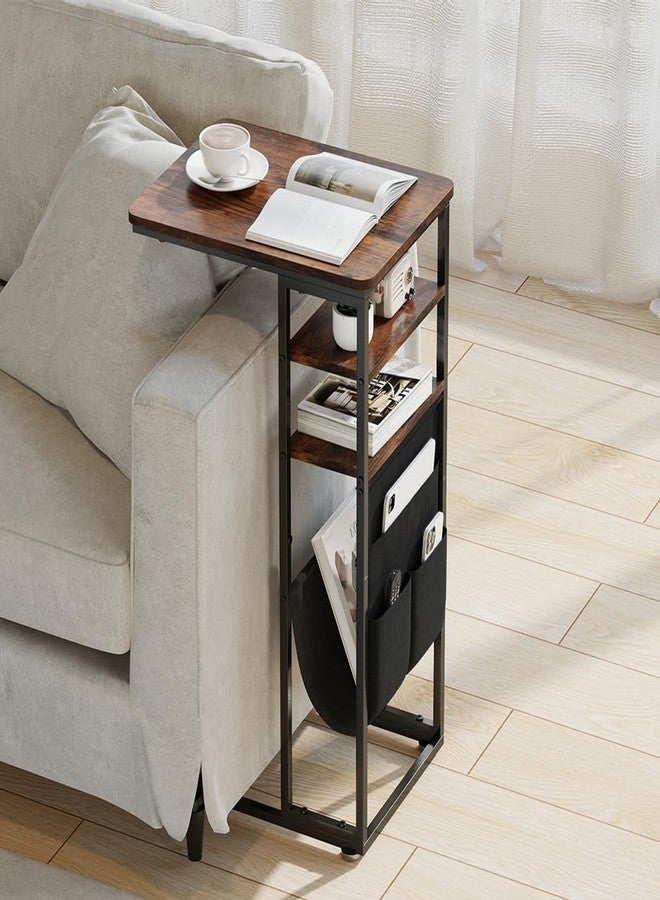 ZEXVIDA C Shaped End Table 28"(H) 3-Tier C Table with Storage Bag, Under Couch Table C-Shaped End Table with Storage Shelves and Bag for Living Room, Bedroom, or Office - Image 3