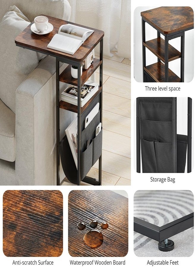 ZEXVIDA C Shaped End Table 28"(H) 3-Tier C Table with Storage Bag, Under Couch Table C-Shaped End Table with Storage Shelves and Bag for Living Room, Bedroom, or Office - Image 5