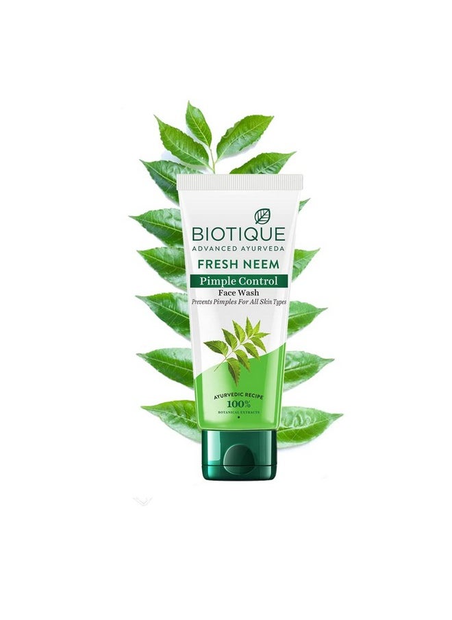 Biotique Fresh Neem Pimple Control Face Wash| Ayurvedic And Organically Pure| Prevents Pimples |100% Botanical Extracts| Suitable For All Skin Types | 150Ml  - Image 1
