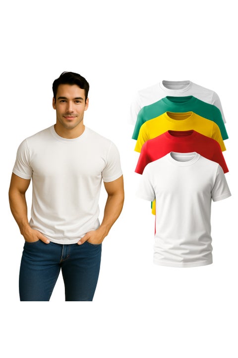 مجموعة مكونة من 5 تي شيرتات للرجال - تي شيرت برقبة دائرية وأكمام قصيرة - عبوة من 5 تي شيرتات برقبة دائرية