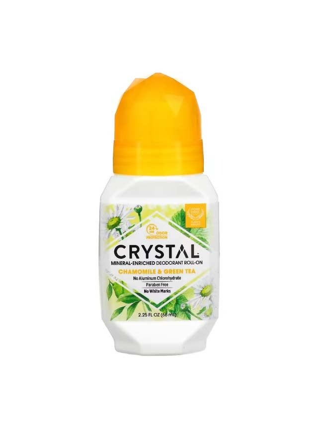CRYSTAL Mineral-Enriched Deodorant Roll-On Chamomile and Green Tea 2.25 fl oz 66 ml - Image 1