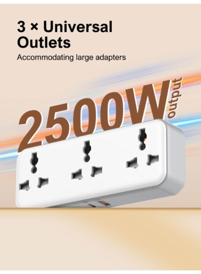 REBENUO 3 Power Socket Extension with Type C PD Port and USB QC3.0 fast charging Port Rotatable power strip - Image 3