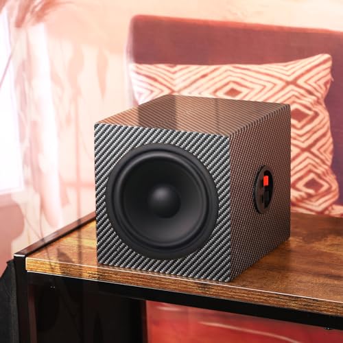 Suacopzar 4 Inch PVC Finish Subwoofer Box, Single Car Speaker Enclosure, Car Ported Speaker Enclosure Car Audio Enclosure, Single Sub Box Enclosure with Sound-Absorbing Cotton & Speaker Spikes Pad Mat - Image 3