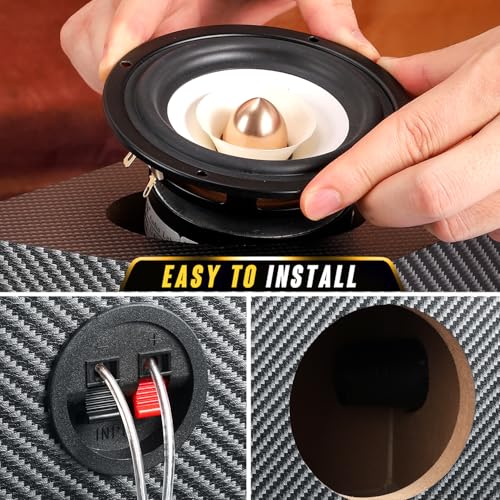 Suacopzar 4 Inch PVC Finish Subwoofer Box, Single Car Speaker Enclosure, Car Ported Speaker Enclosure Car Audio Enclosure, Single Sub Box Enclosure with Sound-Absorbing Cotton & Speaker Spikes Pad Mat - Image 5