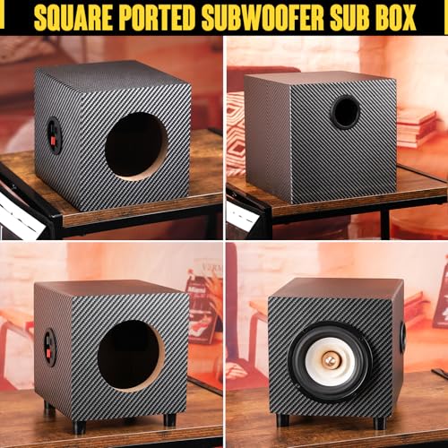 Suacopzar 4 Inch PVC Finish Subwoofer Box, Single Car Speaker Enclosure, Car Ported Speaker Enclosure Car Audio Enclosure, Single Sub Box Enclosure with Sound-Absorbing Cotton & Speaker Spikes Pad Mat - Image 4
