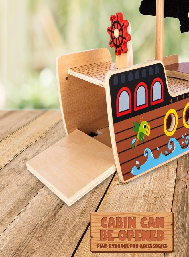 ArtCreativity Wooden Pirate Ship Toy Set for Kids - Pirate Play Set with Wood Ship, Cannon, Barrel, Treasure Chest, Bench, 4 Pirates - Toy Ship for Boys 3-5 - Pirate Gifts for Christmas - Image 4