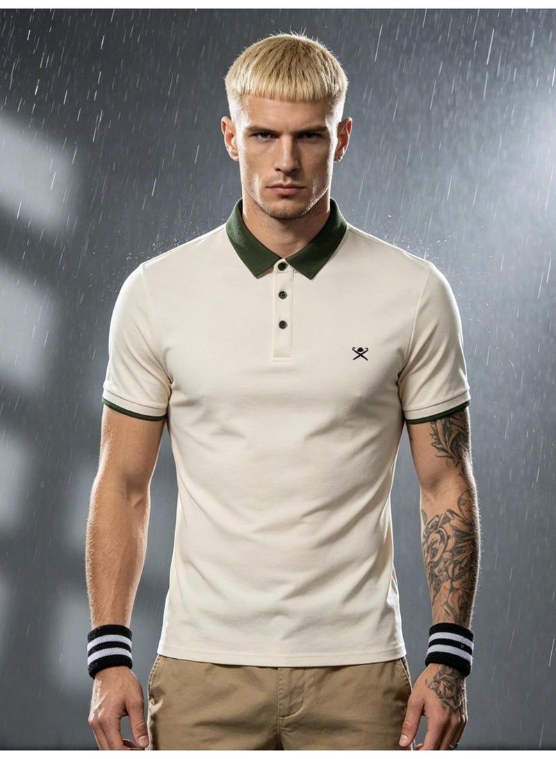 Hackett London Polo shirt with LOGO printing logo and contrast collar breathable leisure sports short sleeve shirt with slim POLO for men and women. - Image 3